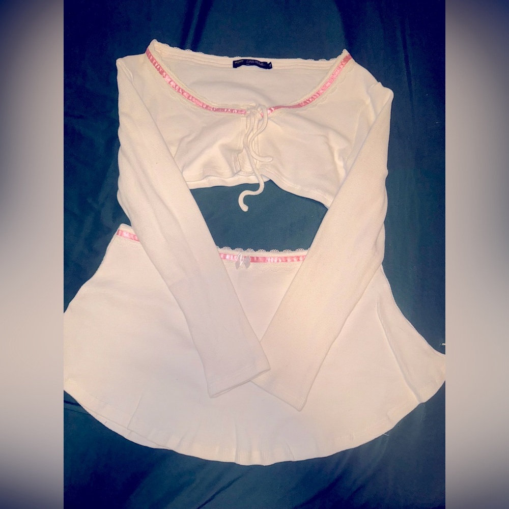 A cute white and pink two piece set from Finesse